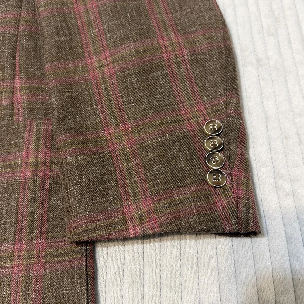 Peter Millar Windowpane Crown Soft Classic Sport Coat WoolSilkLinen XLT Blazer
